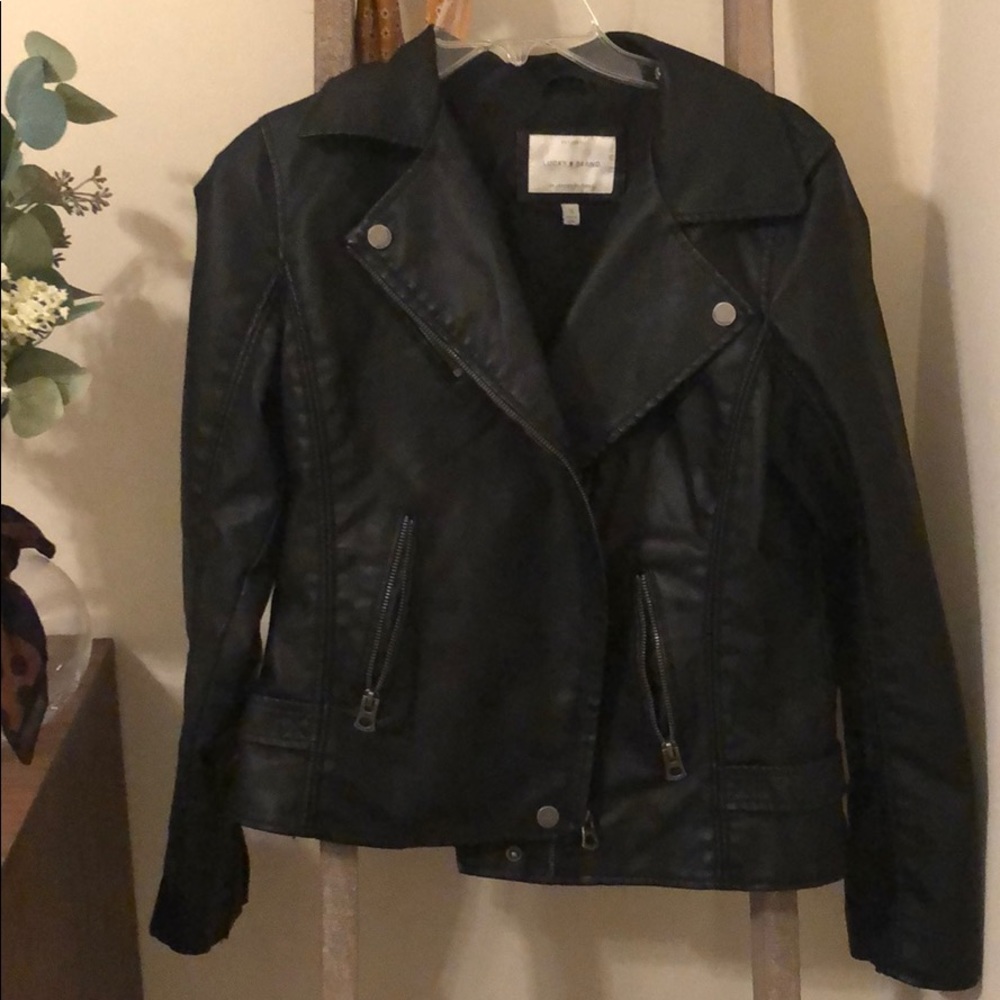 LUCKY BRAND leather motto jacket